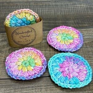 Handcrafted Crochet Scrubbies Face Round Makeup Remover Set Cotton Yarn